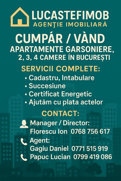 Cumpar apartament 2, 3, 4 camere in Bucuresti.